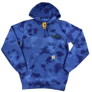NWT Mens Carhartt Hoodie Watercolor Camo Blue Sweatshirt Pullover Midweight S
